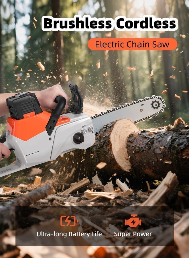 ALongDeng Cordless Chainsaw 16 Inch Electric Chainsaw Battery Powered 1Pcs 40V Rechargeable Battery with Splash Guard for Wood Cutting Tree Trimming Gardening Camping - Image 2